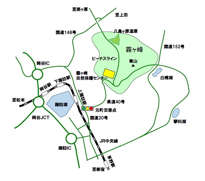 霧ヶ峰自然保護センターの位置を示す地図