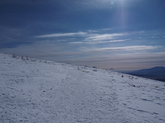 雪原と富士山