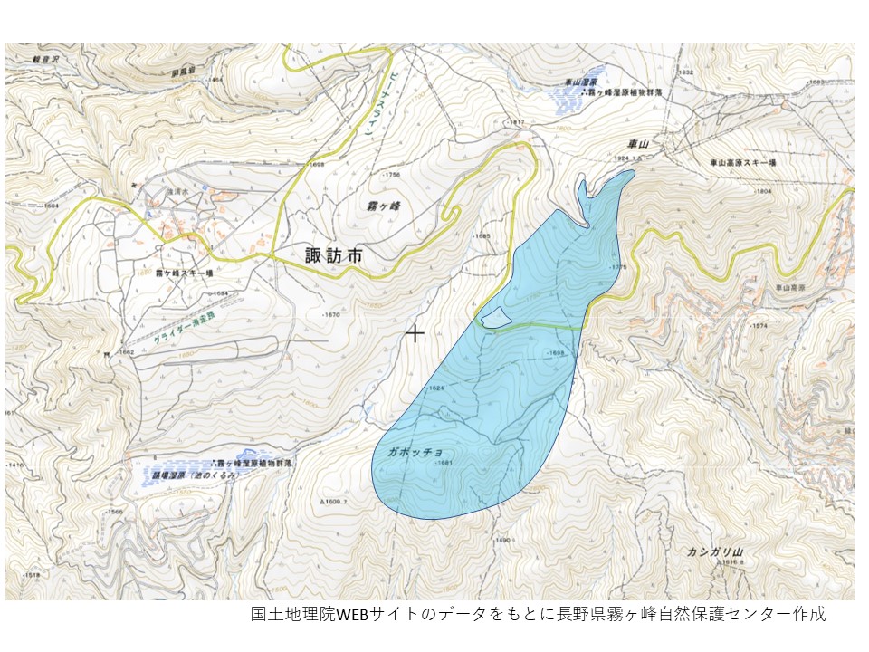 火災の範囲（カボッチョ～富士見台～車山山頂直下）