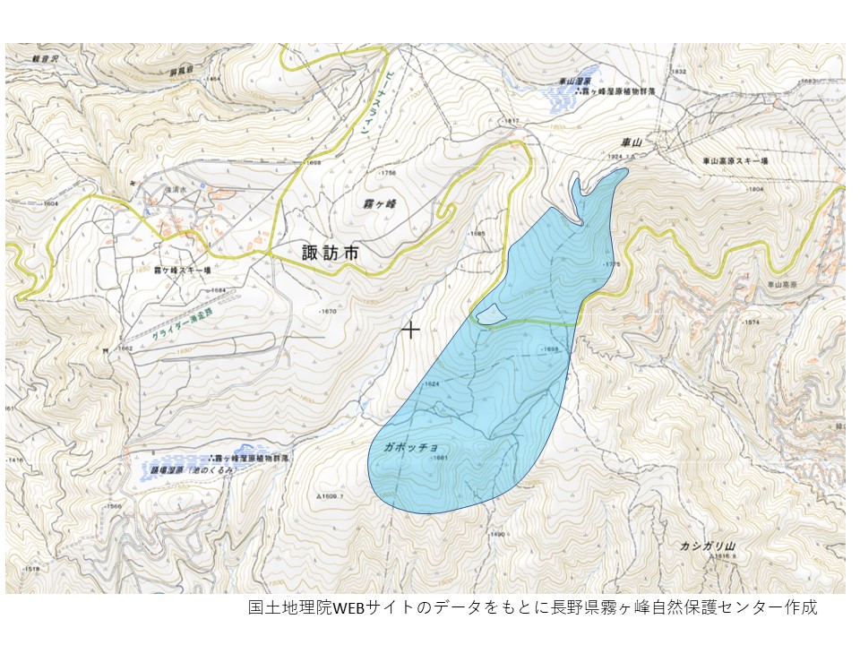 火災の範囲(カボッチョ~富士見台~車山山頂直下)